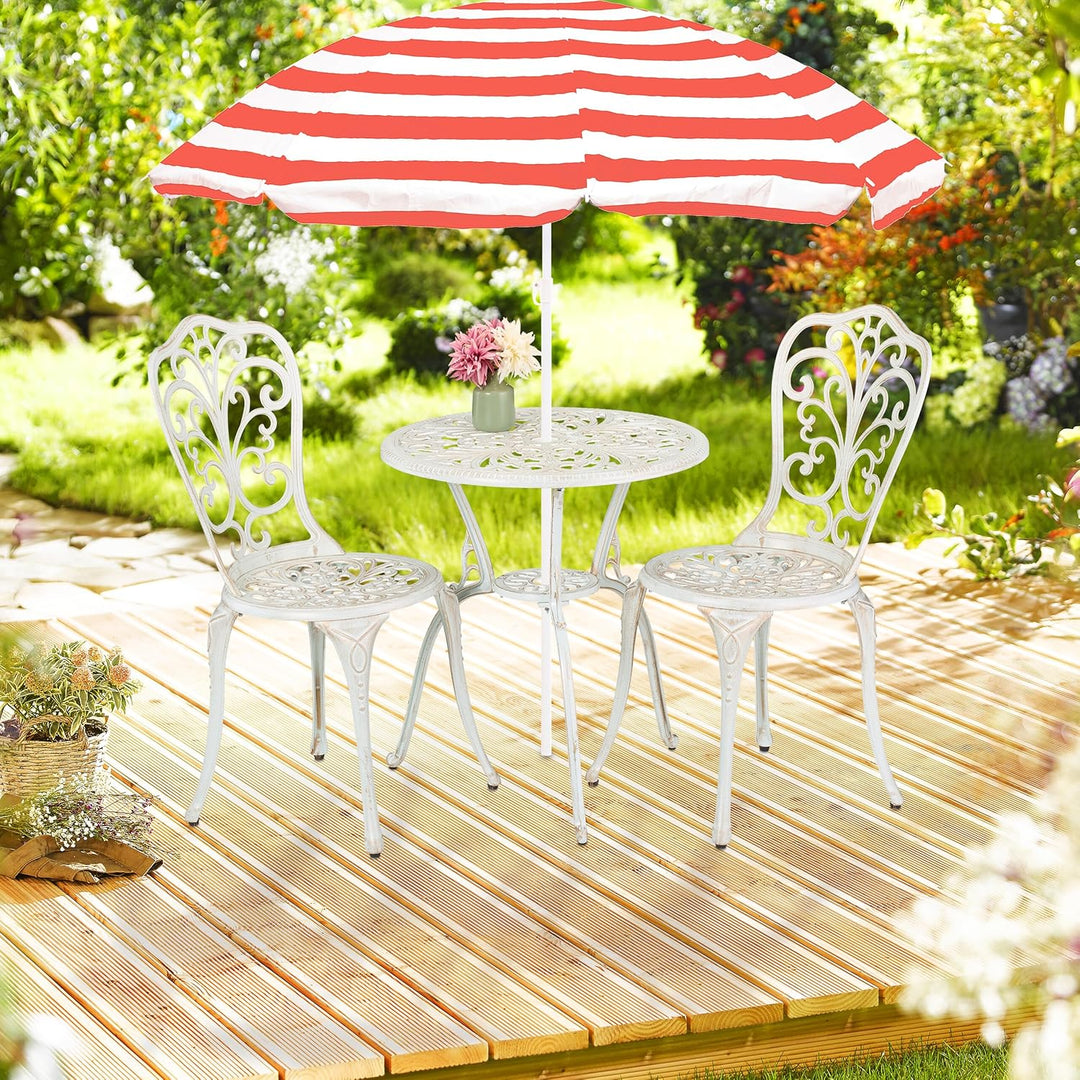 Relaxdays Gartenmöbel Set, 3-teilig, Tisch & 2 Stühle, Aluguss, Balkonmöbel Antik-Design, Garten Sit