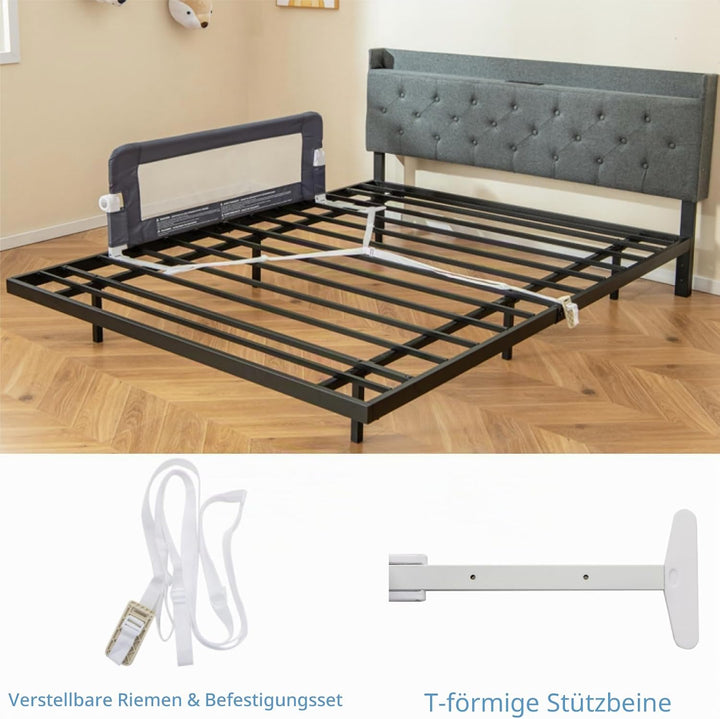 LIFEZEAL Bettgitter Faltbar, 120cm Bettschutzgitter Rausfallschutz, Kinderbettgitter aus Oxfordstoff