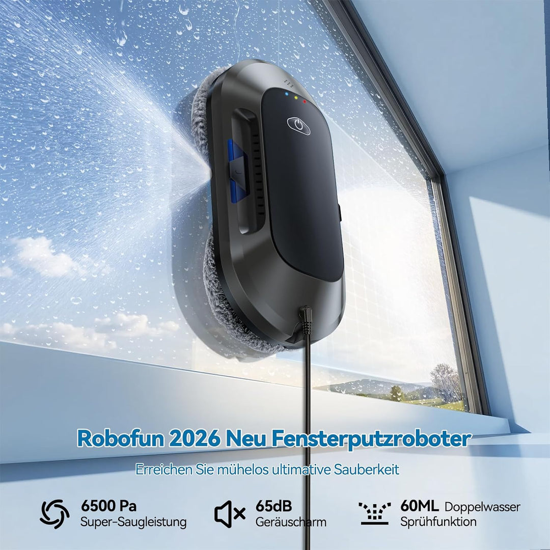 W23D 6500Pa Fensterputzroboter mit Doppeldüsen-Sprühfunktion, Elektrischer Fensterroboter Für Fenste