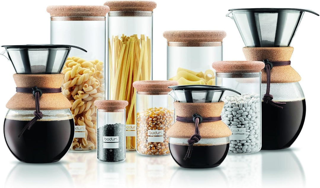 Bodum 11571-109 Pour Over Kaffeebereiter mit Permanentfilter 1 L, Mehrlagig, transparent, 14 x 16,3