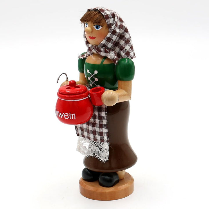 Dekohelden24 Räucher Glühweinfrau mit rauchenden Glühweintopf, ca. 19 cm