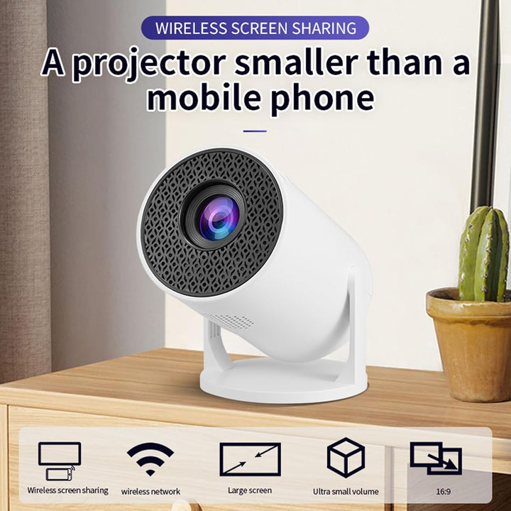Smart Beamer, Full HD 1080P Heimkino-Videoprojektor, 270° Verstellbarer Tragbarer Filmprojektor mit