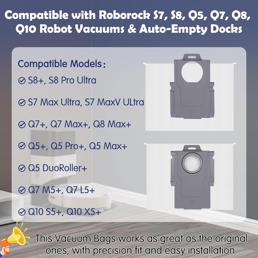 12 Stück Staubbeutel für Roborock S8+/S8 Pro Ultra/S7 MaxV Ultra/Q7 Max+/Q8 Max+/Q5 Pro+/Q5 Max+, Q1