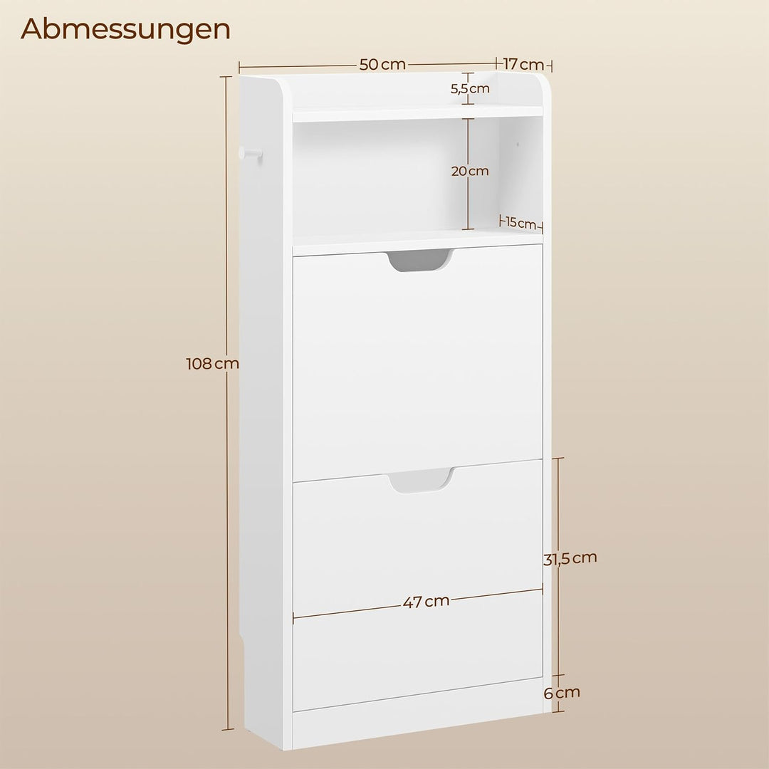 Yaheetech Schuhablage mit 4 Flip-Schubladen, Schuhkipper Schuhregal Offenes Fach, Erhöhter Rand, Hak