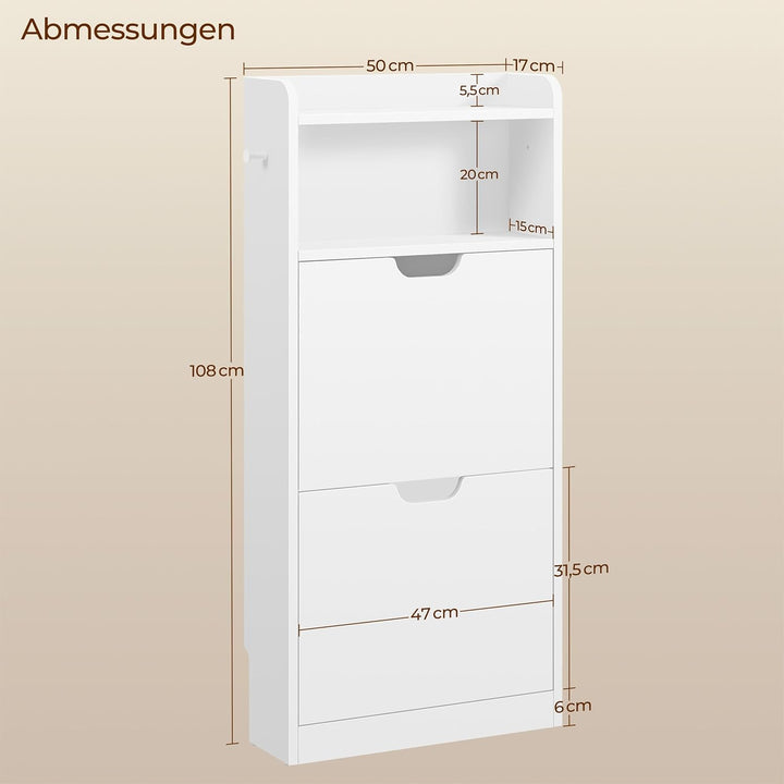 Yaheetech Schuhablage mit 4 Flip-Schubladen, Schuhkipper Schuhregal Offenes Fach, Erhöhter Rand, Hak