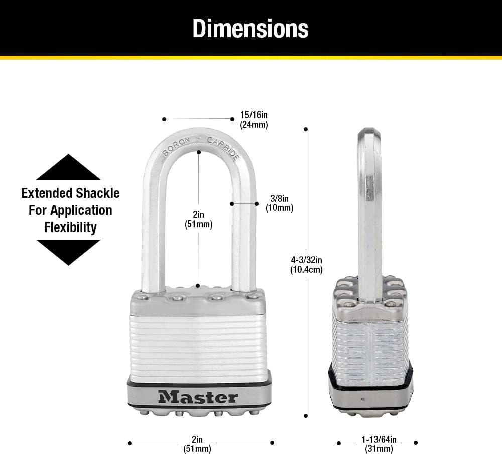 Master Lock M5XTRILH Magnum Vorhängeschloss mit Schlüssel, 3 Stück, gleichschlieÃŸend 3 Pack, Keyed-