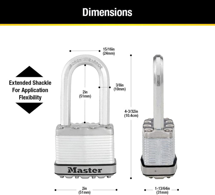 Master Lock M5XTRILH Magnum Vorhängeschloss mit Schlüssel, 3 Stück, gleichschlieÃŸend 3 Pack, Keyed-
