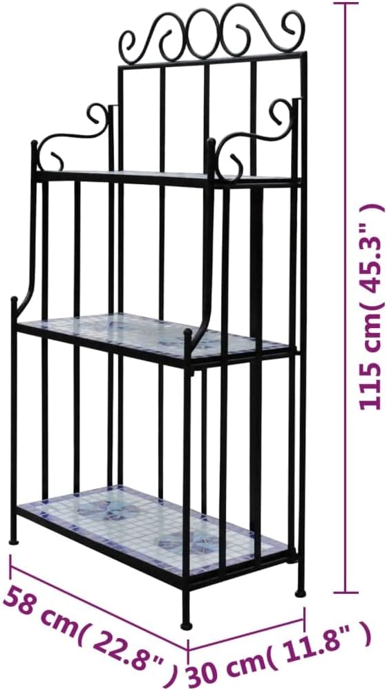 vidaXL Wandregal Mosaik Standregal Pflanzregal Blumentreppe Garten Blumenregal Blau und Weiss, Blau