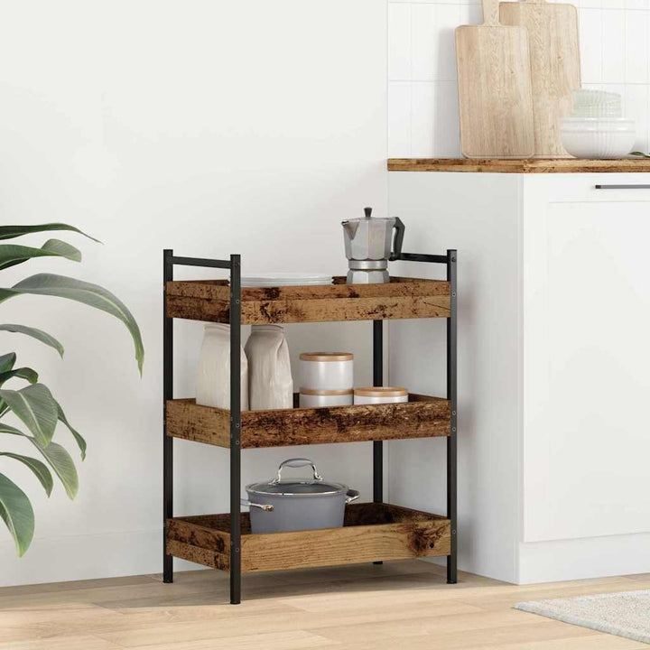 vidaXL Küchentrolley Altholz 50 x 30 x 70 cm Holzwerkstoff, Moderner Küchenwagen, rechteckiger mobil