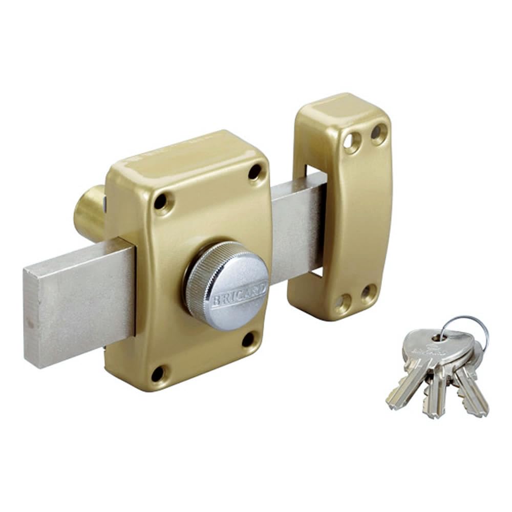 BRICARD 1968 Alpha Button Zylinderschloss 45 mm Ø 22 mm, gold mit Knopf für Überdeckungstüren 45 mm