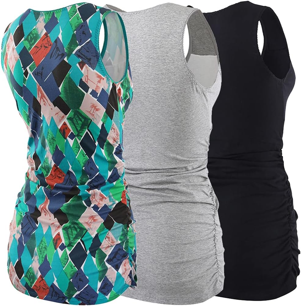 COLOMI Damen Umstandsoberteile Ärmellos Stillshirt Umstandsshirt V-Neck Nursing Tops Umstandsmode, B