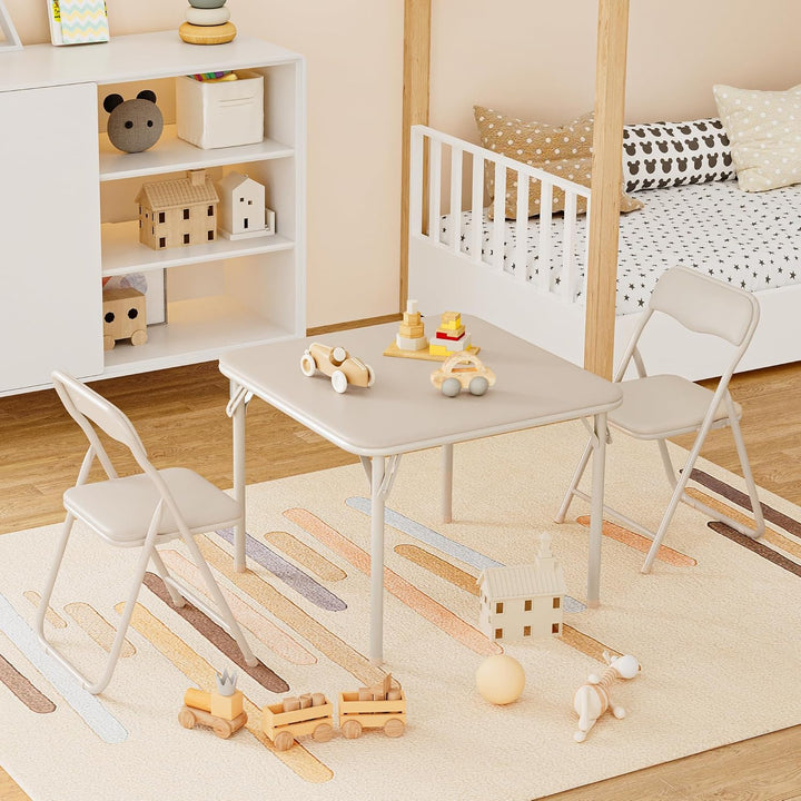 Set aus Tisch und 2 Klappstühlen für Kinder – stabiler Metallrahmen und weiche PU-Kissen – perfekt z