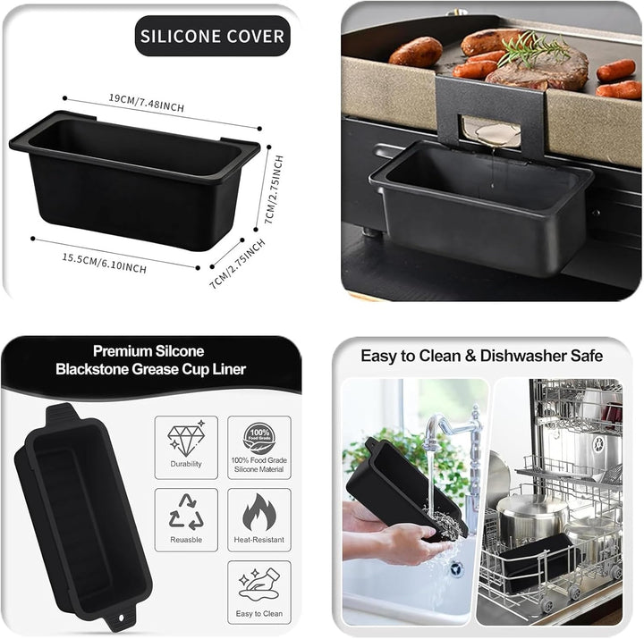 Blackstone Grillwerkzeug-Set, Grillzubehör für Grillplatte, Edelstahl-Grill-Wurstwenzange, Ölauffang