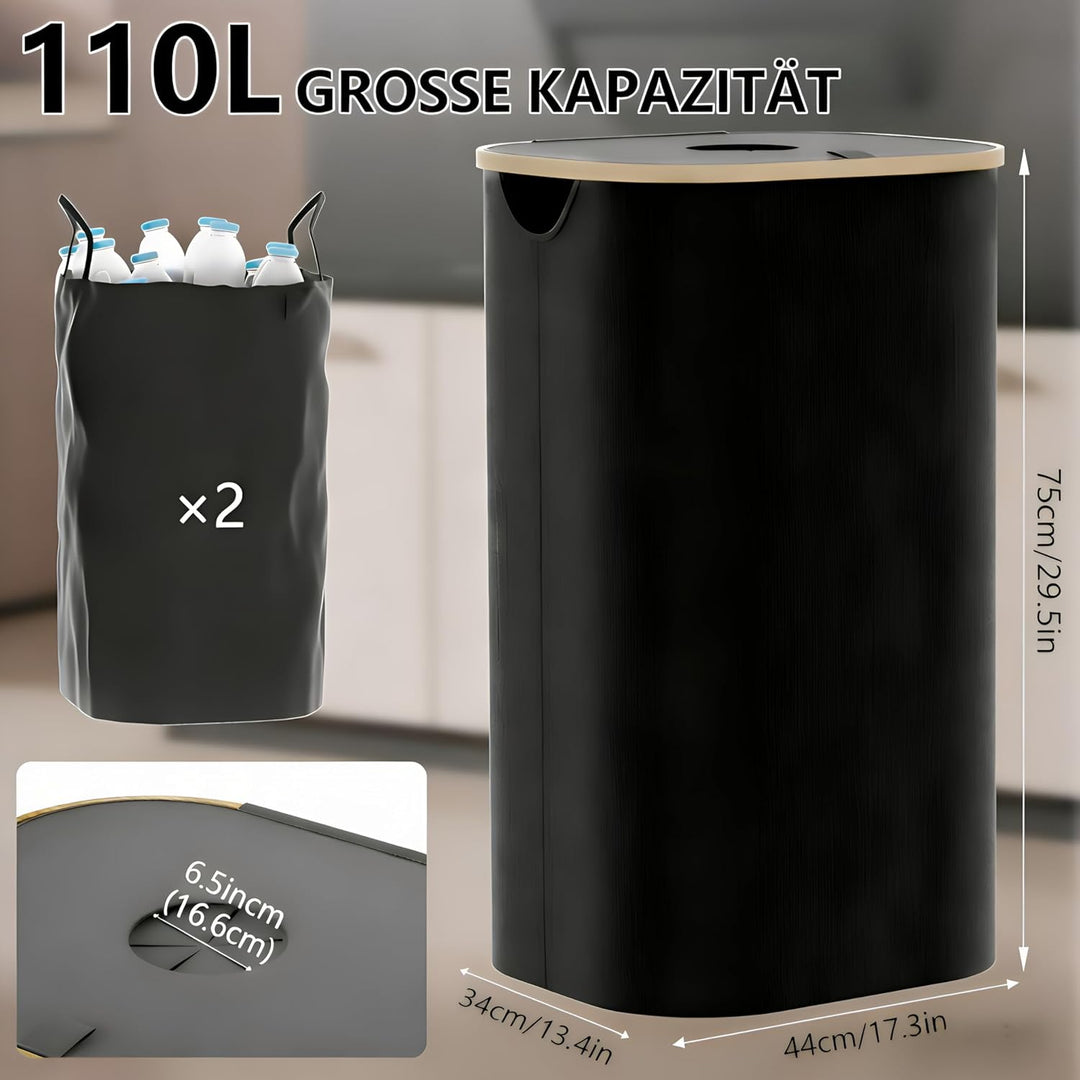 110L Pfandflaschen Sammelbehälter, leerer Aufbewahrungsbeutel mit Deckel und 2, faltbarer Flaschensa