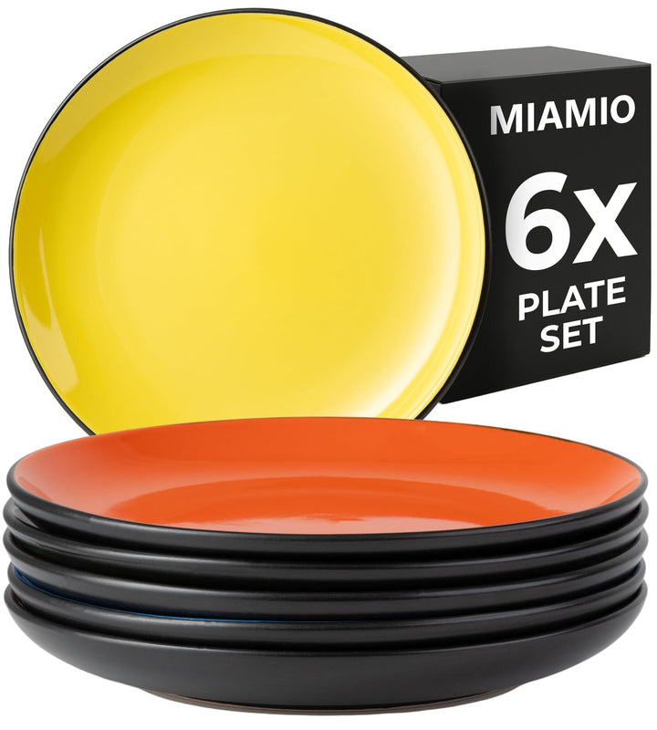 MIAMIO Le Papillon Kollektion – Dessertteller 6er Set Steingut Geschirrserie 21 cm – Spülmaschinen-