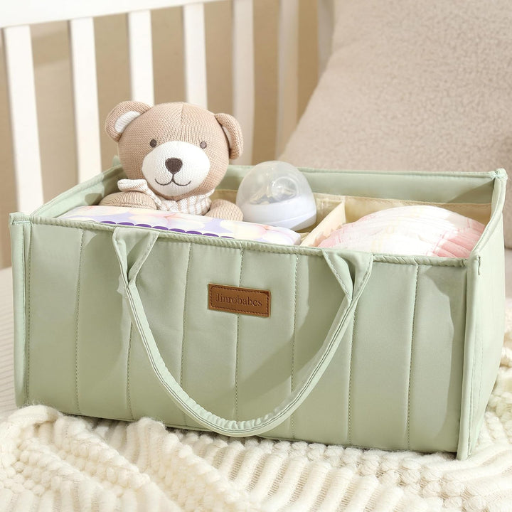 Wickeltasche Organizer, Baby Aufbewahrungskorb mit Herausnehmbaren Fächern, Windeltasche als Geschen