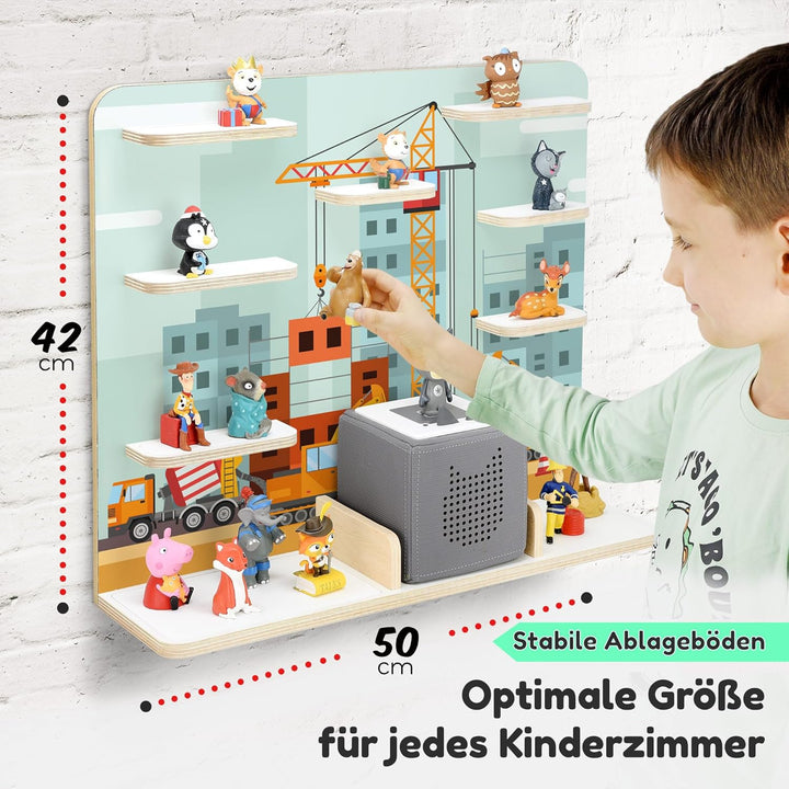 stadtecken Holzregal für Toniebox – Regal für Musikbox und ca. 50 Tonies | Tonie Aufbewahrung fürs K
