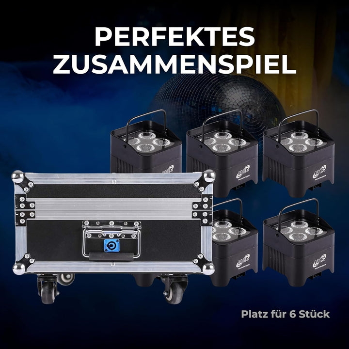 Flightcase Transportcase passend für ETEC Akku LED Par Scheinwerfer E412 mit Ladevorrichtung Flightc