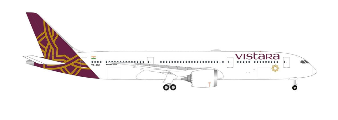 herpa Modellflugzeug Vistara Boeing 787-9 Dreamliner – VT-TSD, Miniatur im Massstab 1:500, Sammlerst
