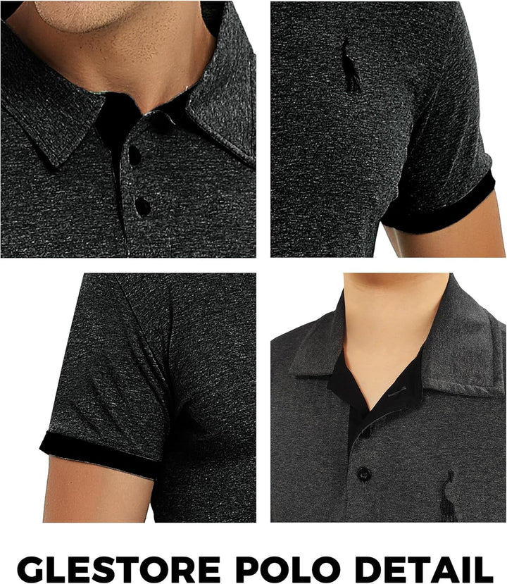 GLESTORE Poloshirt Herren Männer Hemd Herren Kurzarm Shirt Sommer M Grau&schwarz, M Grau&schwarz
