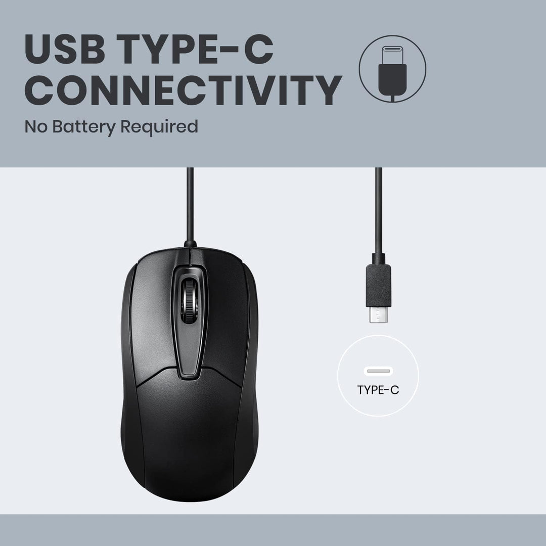 Perixx PERIMICE-209C USB-C Kabelgebunde Maus mit Scrollrad, geeignet für Links- und Rechtshänder, zu