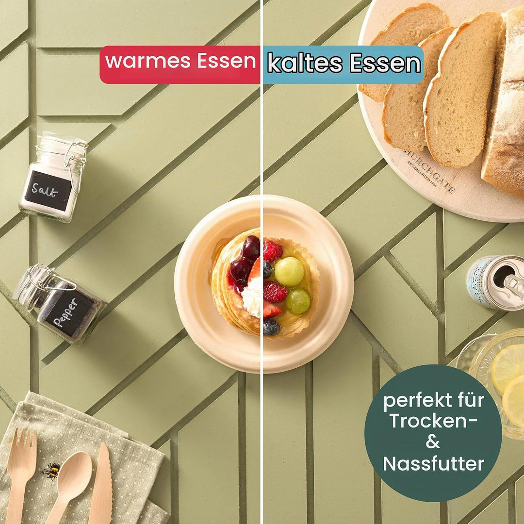 HAAGO Zuckerrohr Bagasse Einwegteller für Geburtstage, Hochzeiten, Partys - Stabil, Umweltfreundlich