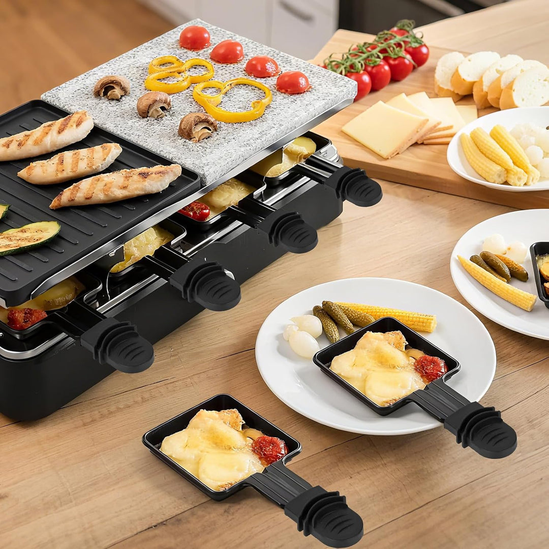 8 Stück Pfännchen für Raclette, Antihaftbeschichtet Grill Pfännchen, Viereckig Mini Raclette für Rac