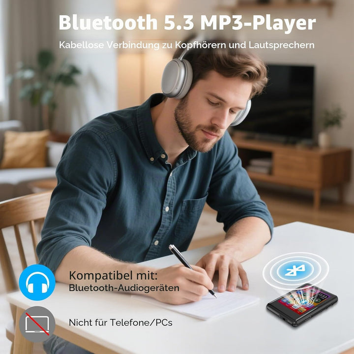 Mp3 Player with Bluetooth5.4,Portable Music Player with Speaker,FM Radio,Voice Recording,Earphones,f