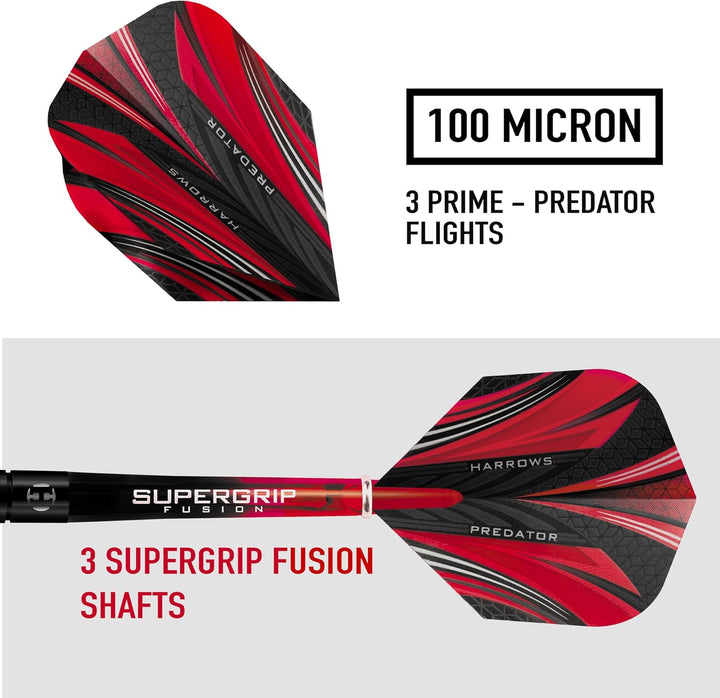 Harrows Predator Darts-Set mit weicher Spitze aus 90% Wolfram – 18 g und 20 g – inklusive Ultra Trac