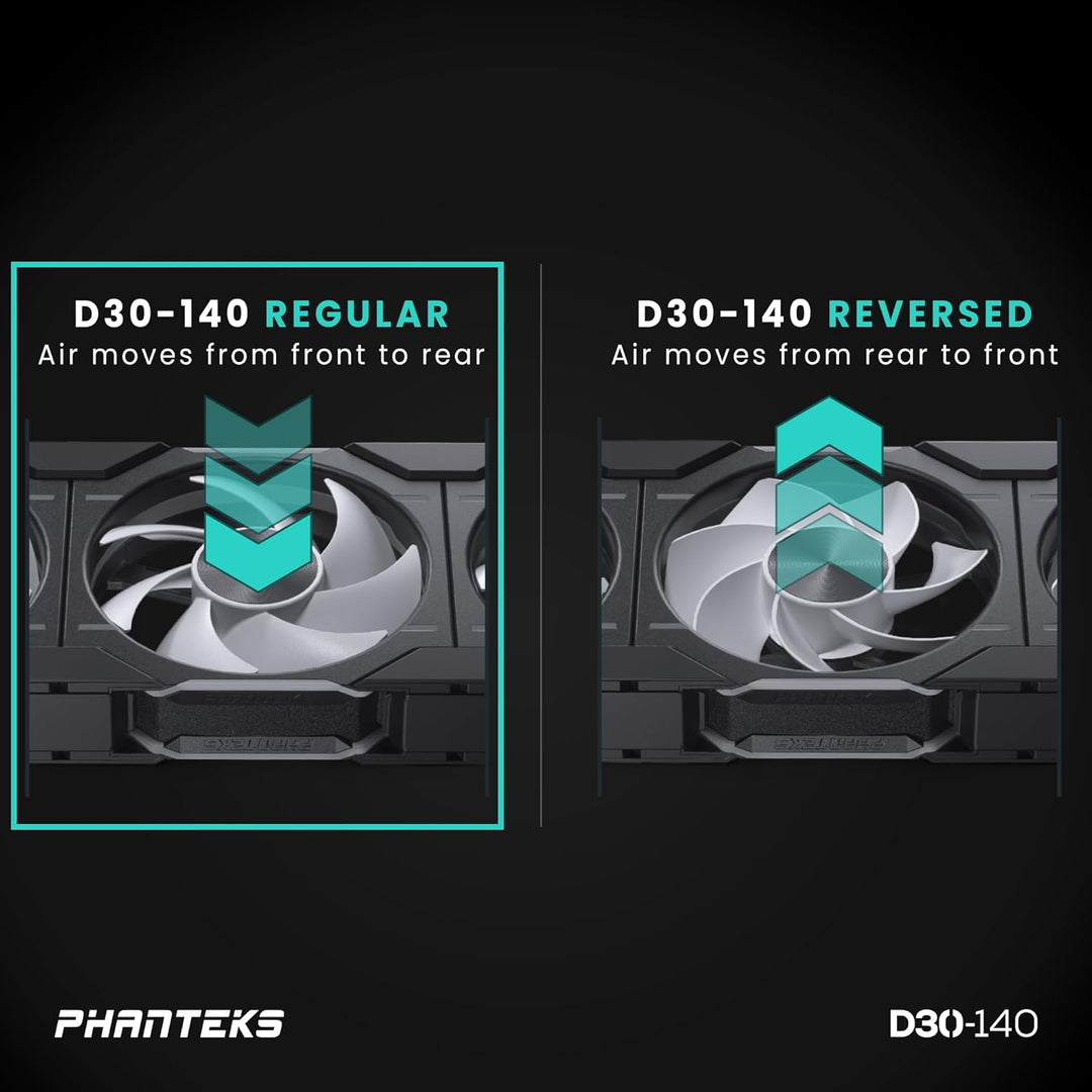Phanteks D30 PWM Regular Airflow, D-RGB Lüfter, 3er Pack - 140mm, schwarz Standard x3 Black, Standar