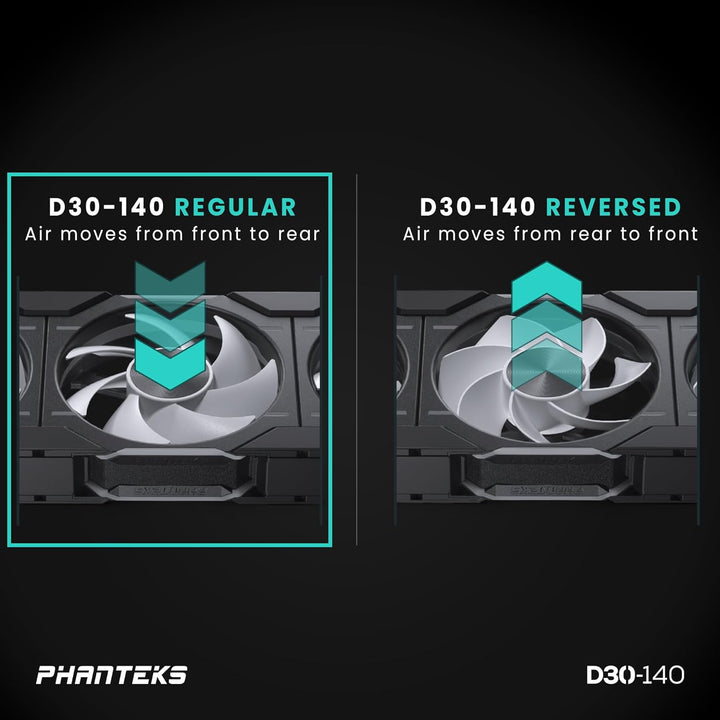Phanteks D30 PWM Regular Airflow, D-RGB Lüfter, 3er Pack - 140mm, schwarz Standard x3 Black, Standar