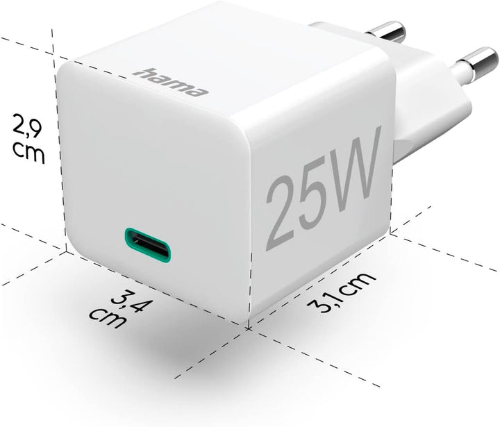 Hama Schnellladegerät USB-C Ladegerät 25 W (USB Ladegerät für Smartphone, Tablet etc., Ladestecker U