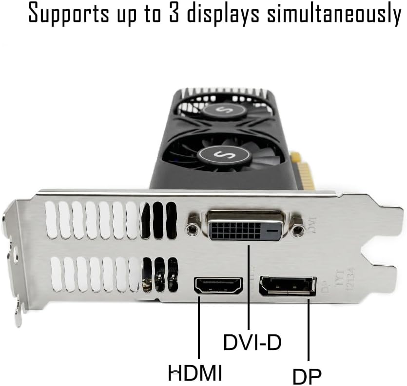SAPLOS GTX 1050 Grafikkarte für PC, 4GB GDDR5 128-Bit, HDMI DisplayPort DVI-D, Computer-GPU, Gaming