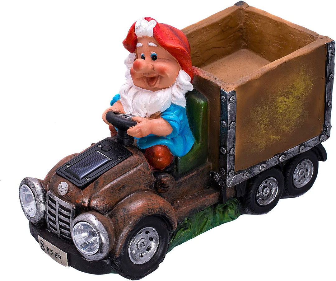 Birendy Figur, Zwerg, NF15177-1 Gartenzwerg Gartendekoration Gartenwichtel mit Solarlampe als Schein