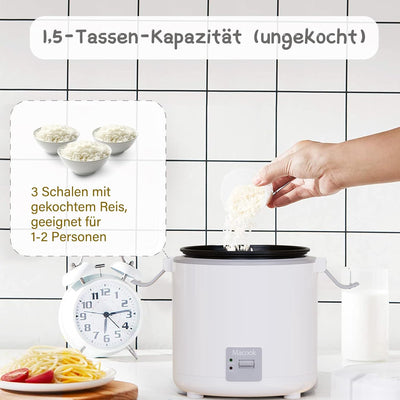 Macook Kleiner elektrischer Reiskocher - vollautomatisch, für 2 Portionen, abnehmbarer, antihaftbesc