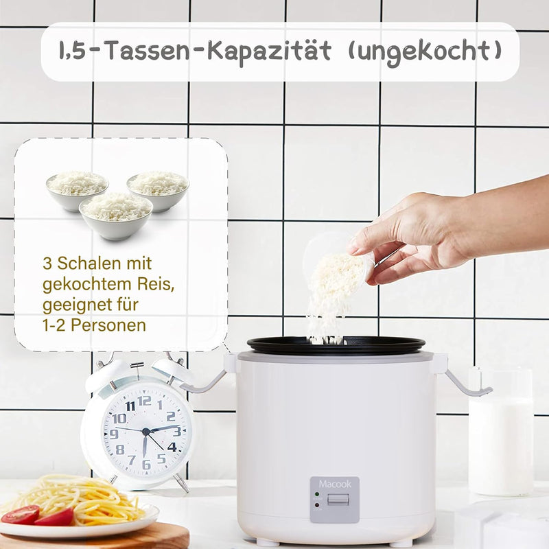 Macook Kleiner elektrischer Reiskocher - vollautomatisch, für 2 Portionen, abnehmbarer, antihaftbesc