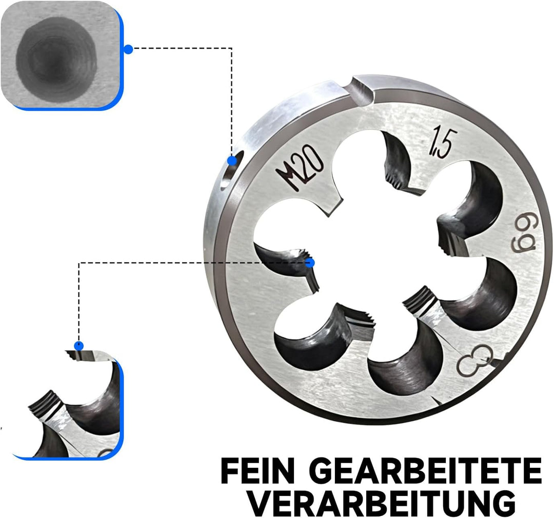 M20 x 1,5 mm Gewindebohrer und Gewindeschneidwerkzeug-Set, hochlegierter Stahl Gewindewerkzeuge, ger