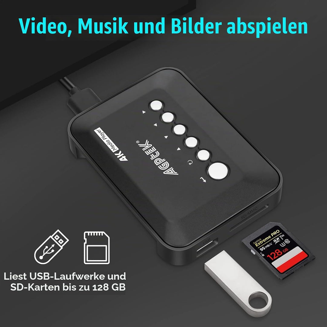 AGPTEK 1080P Full HD Digital Multi TV Mediaplayer Medienspieler Medienspieler mit Fernbedienung für