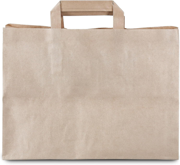 Commerline Papiertüten 250 Stück, Braun, 32+22x25 cm | Kraftpapier Tüten Klein Mit Henkel | Tragetas