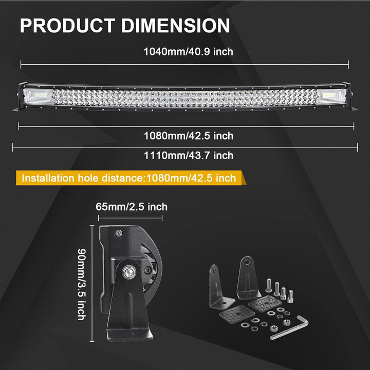 Willpower 42 Zoll 107CM 540W Led Arbeitsscheinwerfer Bar Gebogen + 2pcs 4 Zoll Led Scheinwerfer + Ka