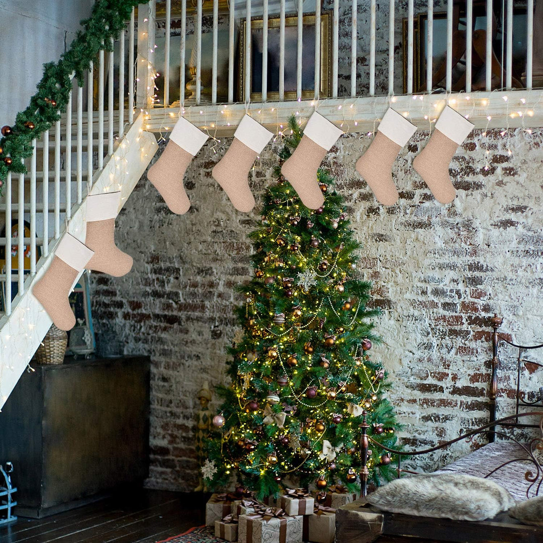 Sunshane Weihnachsstrumpf Sackleinen Kamin Weihnachtssocken zum Befüllen & Aufhängen für Weihnachtsd