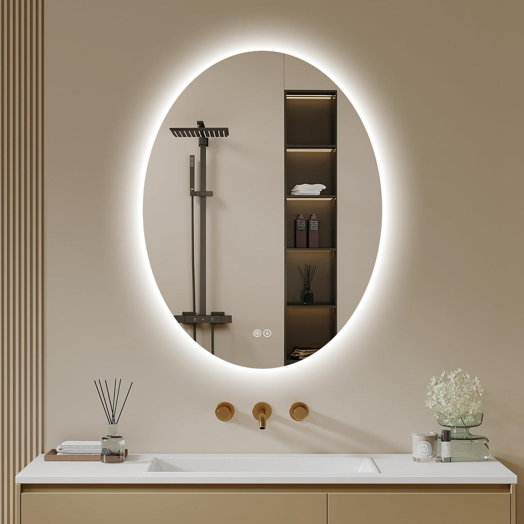 Badspiegel-mit-Beleuchtung- LED Badezimmerspiegel Badezimmer Spiegel mit Beleuchtung, Touch-Schalter