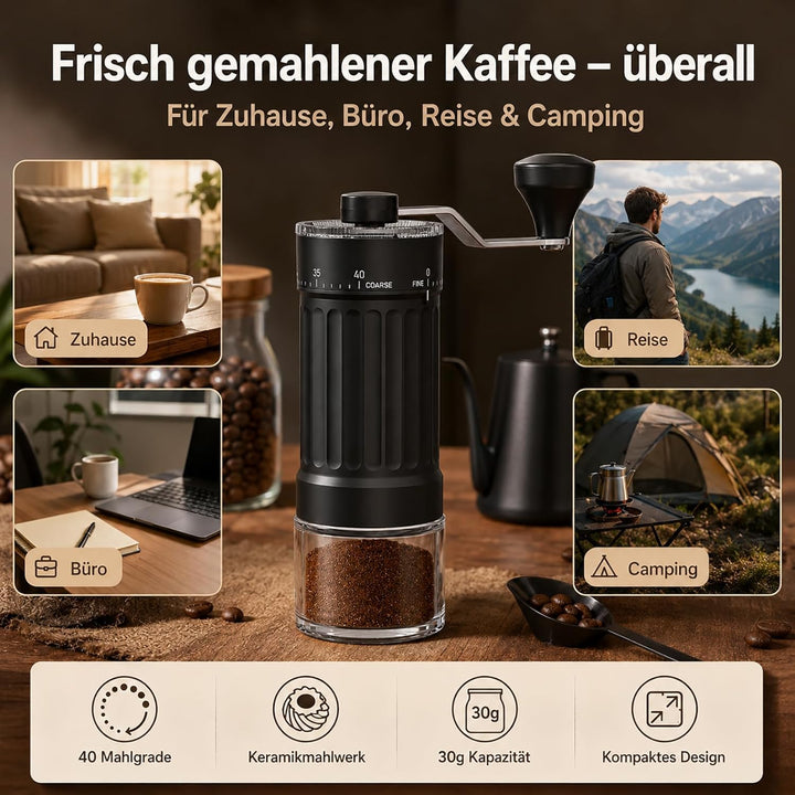 Externer Verstellbarer Kaffeemühle Manuell mit Hochpräzisen - Kaffeemühle mit 40 Einstellbaren Stufe