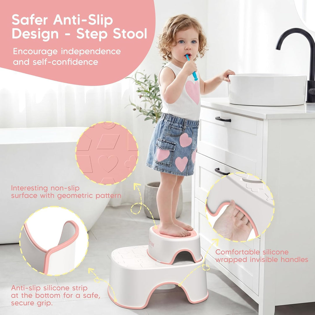 Maliton Toilettensitz Kinder mit 2-stufiger Tritthocker für Kinder 1-8 Jahren, Kindertoilettenkorb m