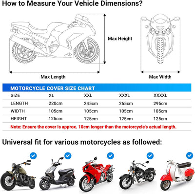 Favoto Verbesserte Version Wasserdicht Motorradabdeckung Motorrad Abdeckplane Outdoor Motorradgarage