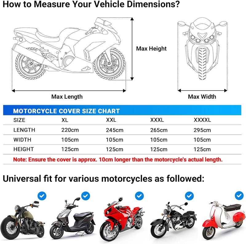 Favoto Verbesserte Version Wasserdicht Motorradabdeckung Motorrad Abdeckplane Outdoor Motorradgarage