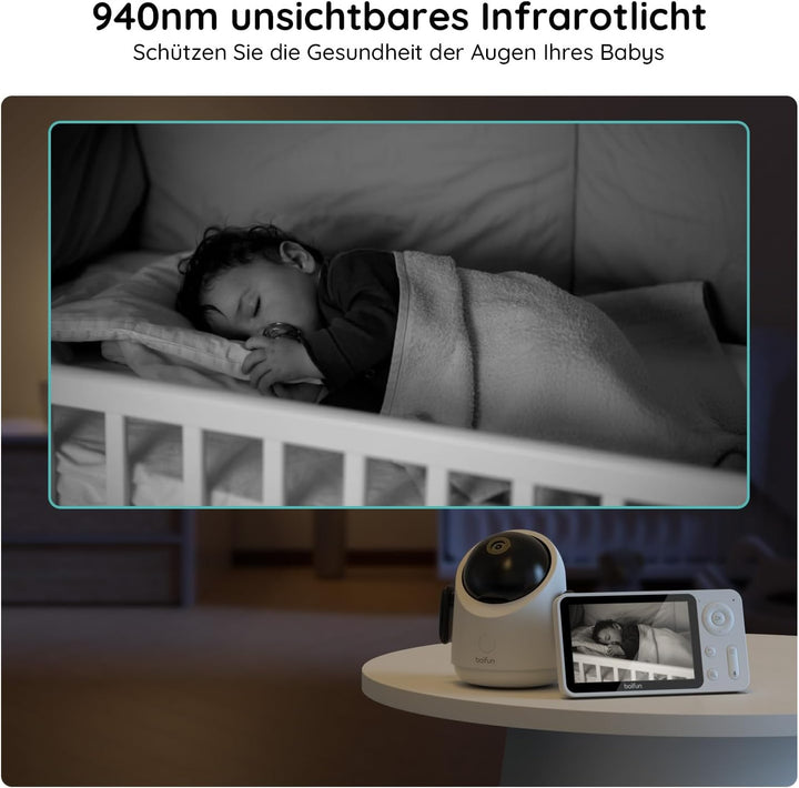 BOIFUN Babyphone mit Kamera, 360 Gard WLAN 2MP Video Babyfon mit App, 4×Zoom, Bewegungsverfolgung, I