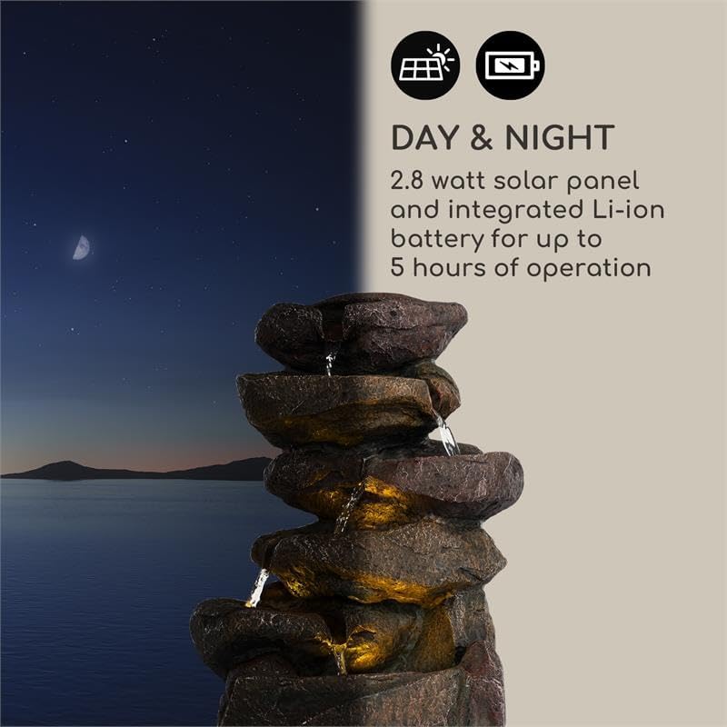 blumfeldt Savona Solarbrunnen,inkl. Solarpanel,Leistung: 2,8 Watt,Lithium-Ionen-Batterie (ca. 5h Lau