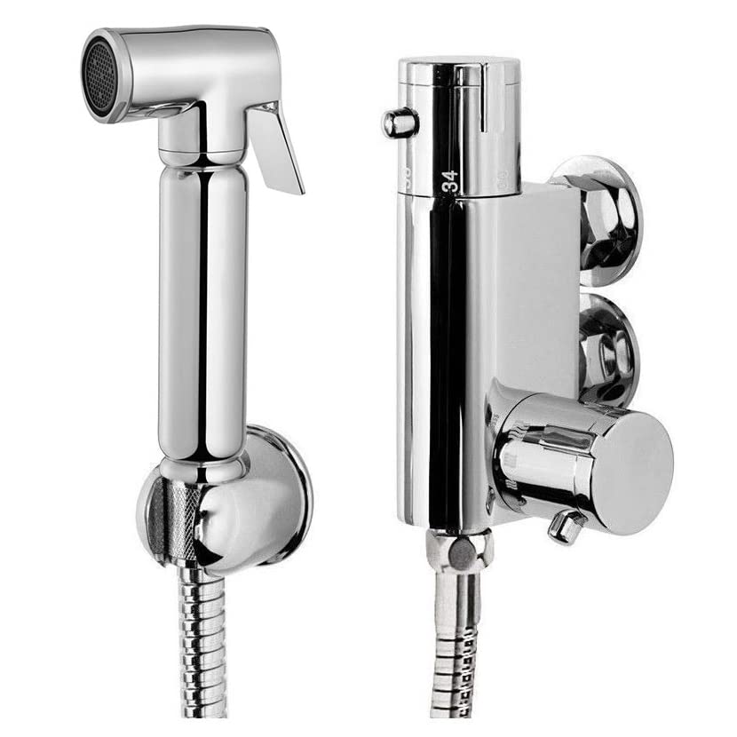 Thermostatdusche aus Chrom-Messing, All-in-One-Set | Muslimisches Bidet Shattaf Duschkopf | Hygiene