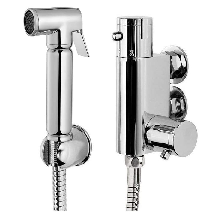 Thermostatdusche aus Chrom-Messing, All-in-One-Set | Muslimisches Bidet Shattaf Duschkopf | Hygiene